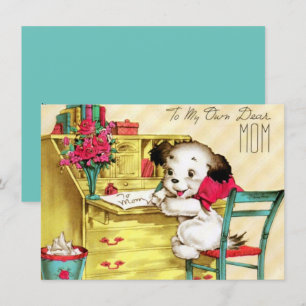 Tarjeta Festiva Vintage Puppy Para Mamá Feliz Día De Las Madres