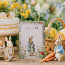 Tarjeta Festiva Vintage Rabbit Garden Easter