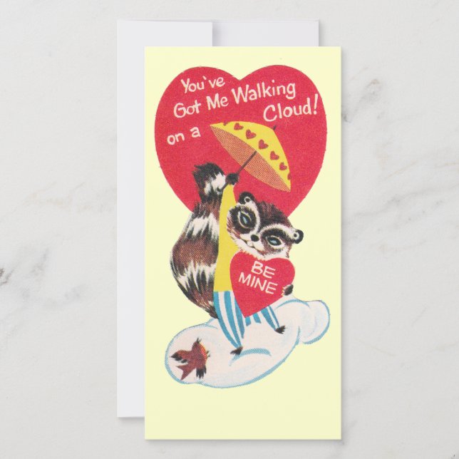 Tarjeta Festiva Vintage Raccoon Valentine (Anverso)
