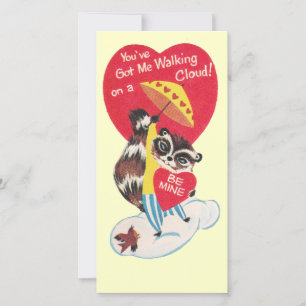 Tarjeta Festiva Vintage Raccoon Valentine