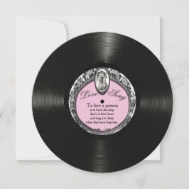 Tarjeta Festiva Vintage Record Love Song Valentine