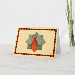 Tarjeta Festiva Vintage Red Santa Claus San Nicolás