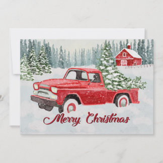 Tarjeta Festiva Vintage Red Truck Bringing Christmas Cheer in the