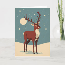 Tarjeta Festiva Vintage Reindeer Christmas Card