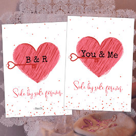 Tarjeta Festiva Vintage Retro Cute Love Red Heart Día de San Valen