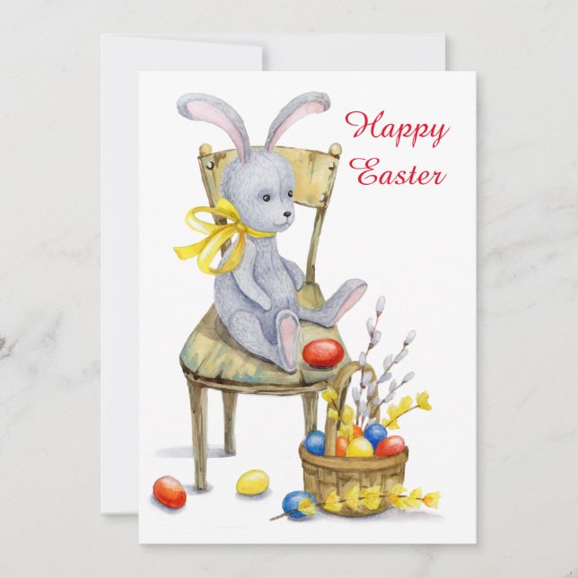 Tarjeta Festiva Vintage retro Easter Bunny (Anverso)