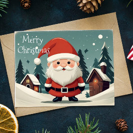 Tarjeta Festiva Vintage Retro enanos Navidades de Santa