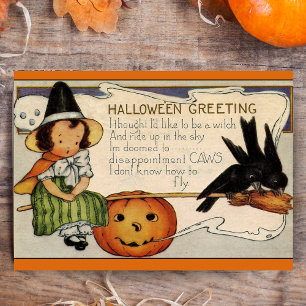 Tarjeta Festiva Vintage Retro Feliz Halloween Saludos Personalizad