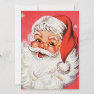 Tarjeta Festiva Vintage Retro Jolly Santa Claus