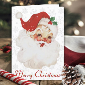 Tarjeta Festiva Vintage Retro Jolly Santa Claus Navidades Personal