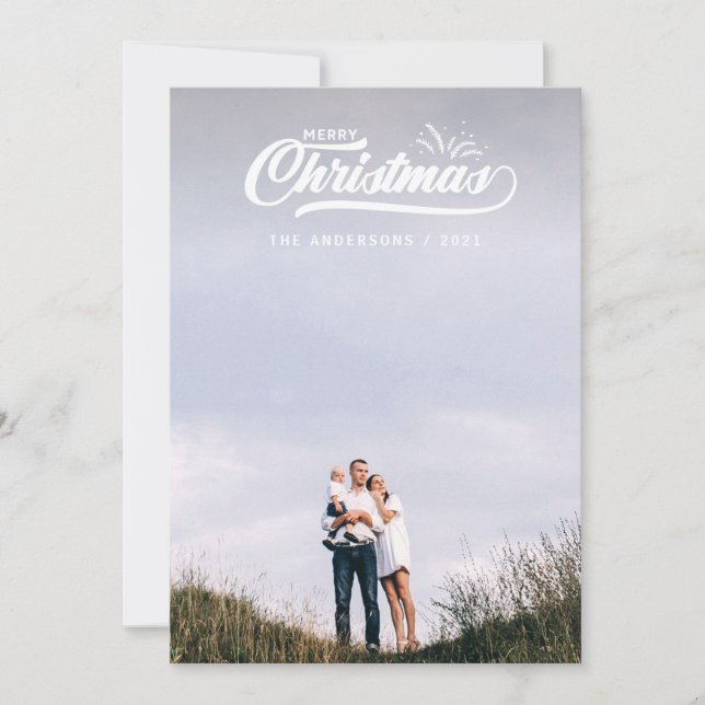 Tarjeta Festiva Vintage retro merry Christmas. (Anverso)