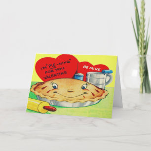 Tarjeta Festiva Vintage Retro Pie Valentine