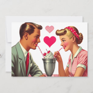 Tarjeta Festiva Vintage/retro tienda de malta de los años 50 Valen