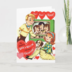 Tarjeta Festiva Vintage Rock 'n Roll Teen Valentine