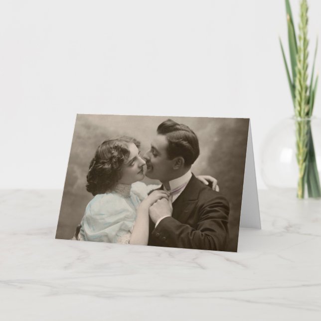Tarjeta Festiva Vintage Romantic Couple Valentcard (Anverso)