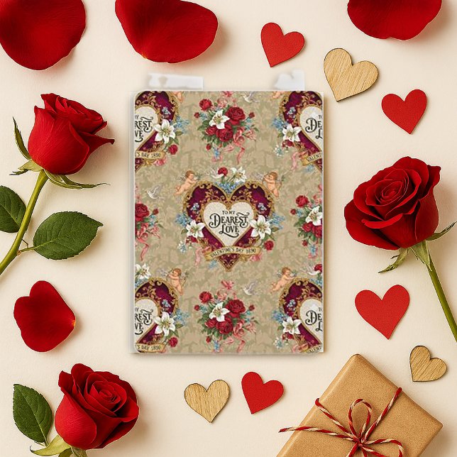 Tarjeta Festiva Vintage Romantic Heart Valentine (Subido por el creador)