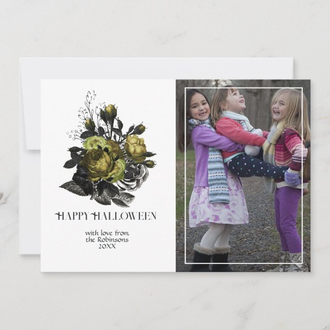 Tarjeta Festiva Vintage Rustic Halloween Woodland (Anverso)