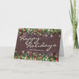 Tarjeta Festiva Vintage Rustic Happy Holidays