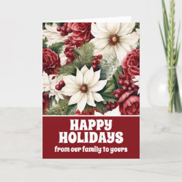 Tarjeta Festiva Vintage Rustic Navidades Flores hojas