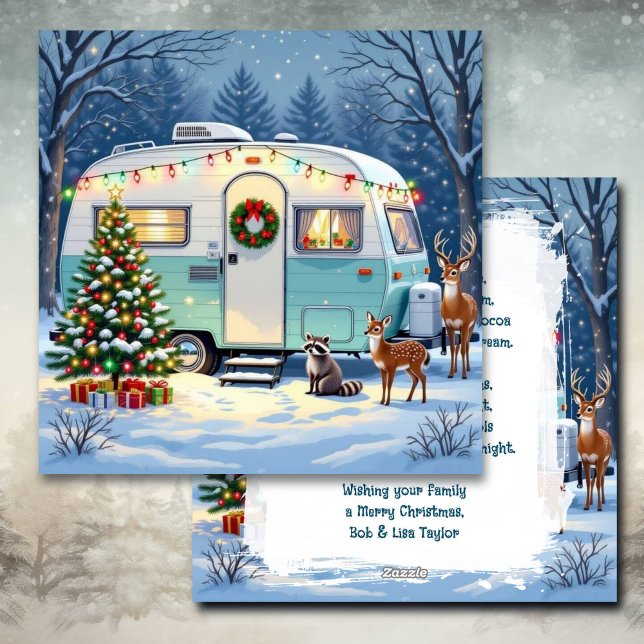 Tarjeta Festiva Vintage RV Christmas and Woodland Creatures (Subido por el creador)