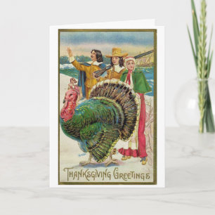 Tarjeta Festiva Vintage - saludos de la acción de gracias,