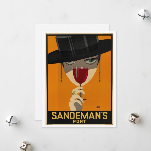 Tarjeta Festiva Vintage Sandeman Ad (Anverso/Reverso In Situ)