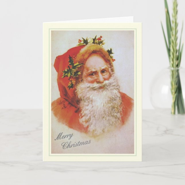 Tarjeta Festiva Vintage Santa (Anverso)