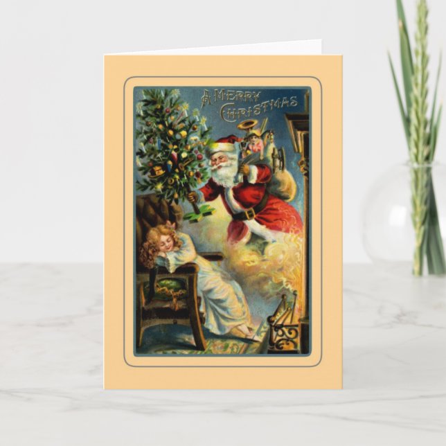 Tarjeta Festiva Vintage Santa (Anverso)