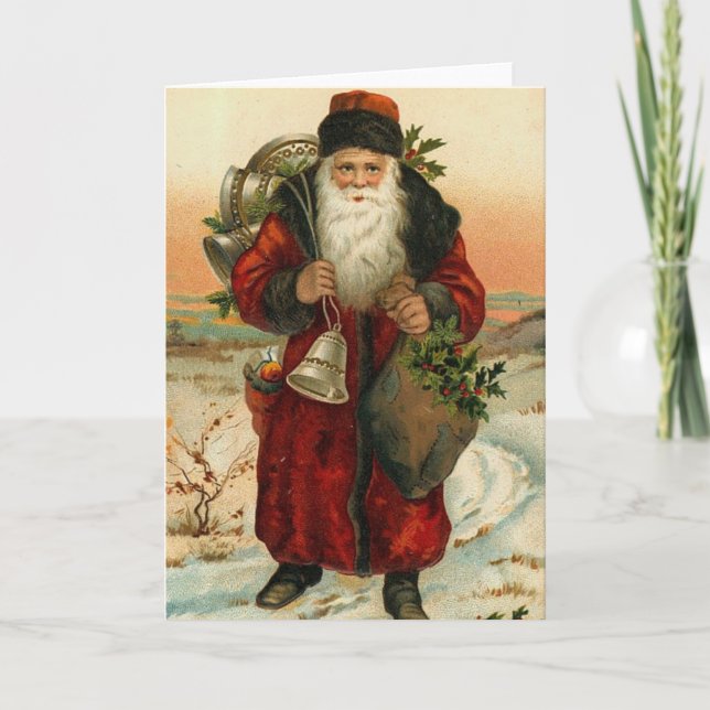 Tarjeta Festiva Vintage Santa (Anverso)