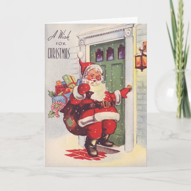 Tarjeta Festiva Vintage Santa (Anverso)