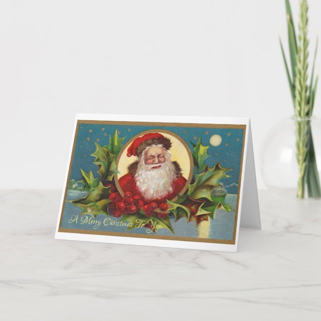 Tarjeta Festiva Vintage Santa (Anverso)