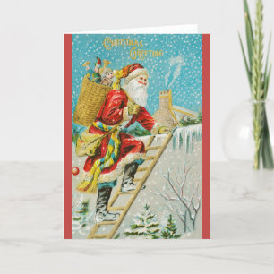 Tarjeta Festiva Vintage Santa Christmas Greetings
