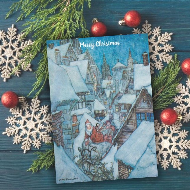 Tarjeta Festiva Vintage Santa Christmas Greetings (Subido por el creador)