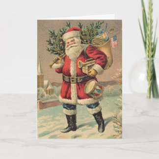 Tarjeta Festiva Vintage Santa Claus