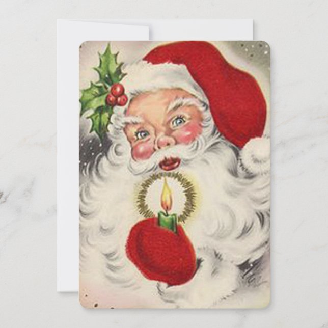 Tarjeta Festiva Vintage Santa Claus (Anverso)