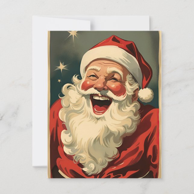 Tarjeta Festiva Vintage Santa Claus (Anverso)