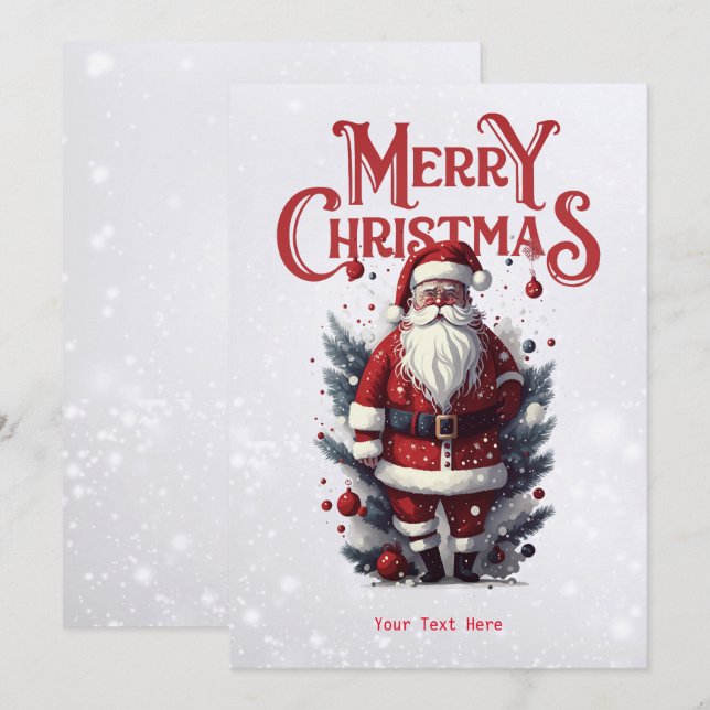 Tarjeta Festiva Vintage Santa Claus (Anverso / Reverso)
