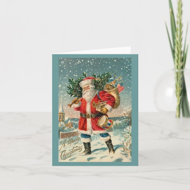 Tarjeta Festiva Vintage Santa Claus (Anverso)