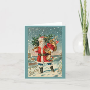 Tarjeta Festiva Vintage Santa Claus