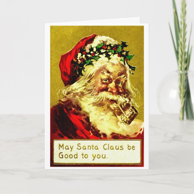 Tarjeta Festiva Vintage Santa Claus (Anverso)