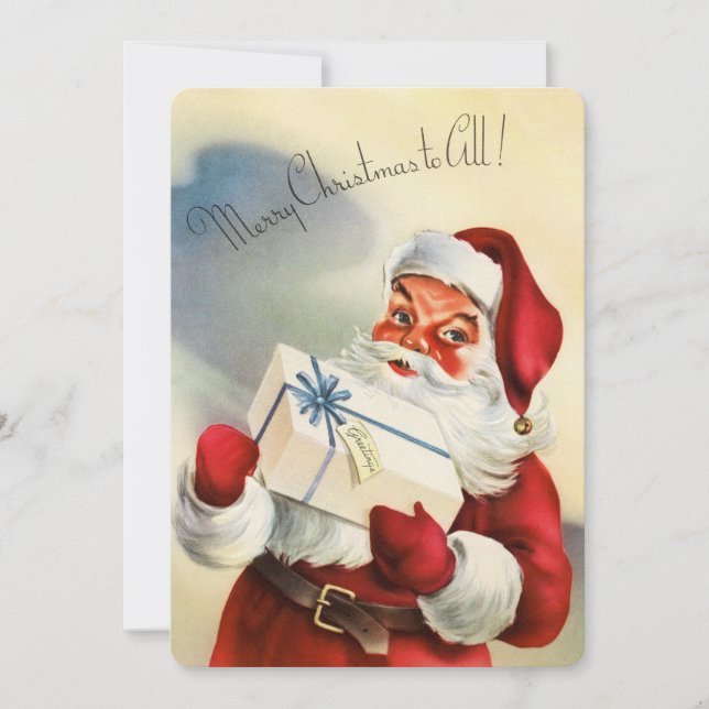 Tarjeta Festiva Vintage Santa Claus (Anverso)