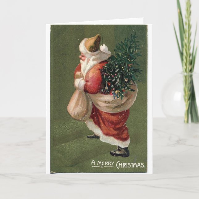 Tarjeta Festiva Vintage Santa Claus (Anverso)