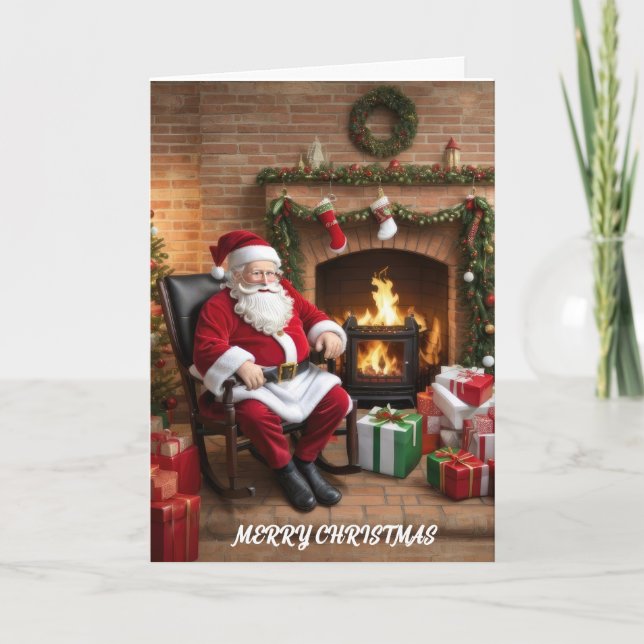 Tarjeta Festiva Vintage Santa Claus (Anverso)