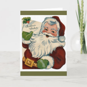 Tarjeta Festiva Vintage Santa Claus Face Gifts