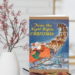 Tarjeta Festiva Vintage Santa Claus Sleigh Reindeer Volando<br><div class="desc">Este diseño es un viejo Santa Claus y reno volador de 1938,  publicado por Merrill e ilustrado por el artista Milo Winter. Disfrute de un toque retro del pasado con este diseño clásico. Cambie las palabras y el color de fondo para que se adapte a su gusto.</div>