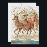 Tarjeta Festiva Vintage Santa Claus Sleigh Y Reindes Volando<br><div class="desc">Un Navidad religioso vintage le da la tarjeta a Santa Claus con sus renos y trineos . Una vintage escena de nieve retro y los viejos saludos navideños del propio Claus mientras vuela en Navidades incluso. Para Navidades tarjetas de vacaciones para conceder a tu familia y amigos un Navidad alegre...</div>