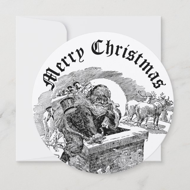 Tarjeta Festiva Vintage Santa Clause Christmas  (Anverso)