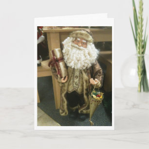 TARJETA FESTIVA VINTAGE SANTA DESEA UN AÑO FELIZ DE VACACIONES/PER