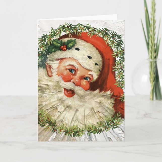 Tarjeta Festiva Vintage Santa Grunge (Anverso)