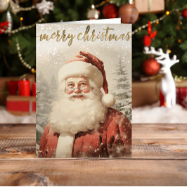 Tarjeta Festiva Vintage Santa Merry Christmas